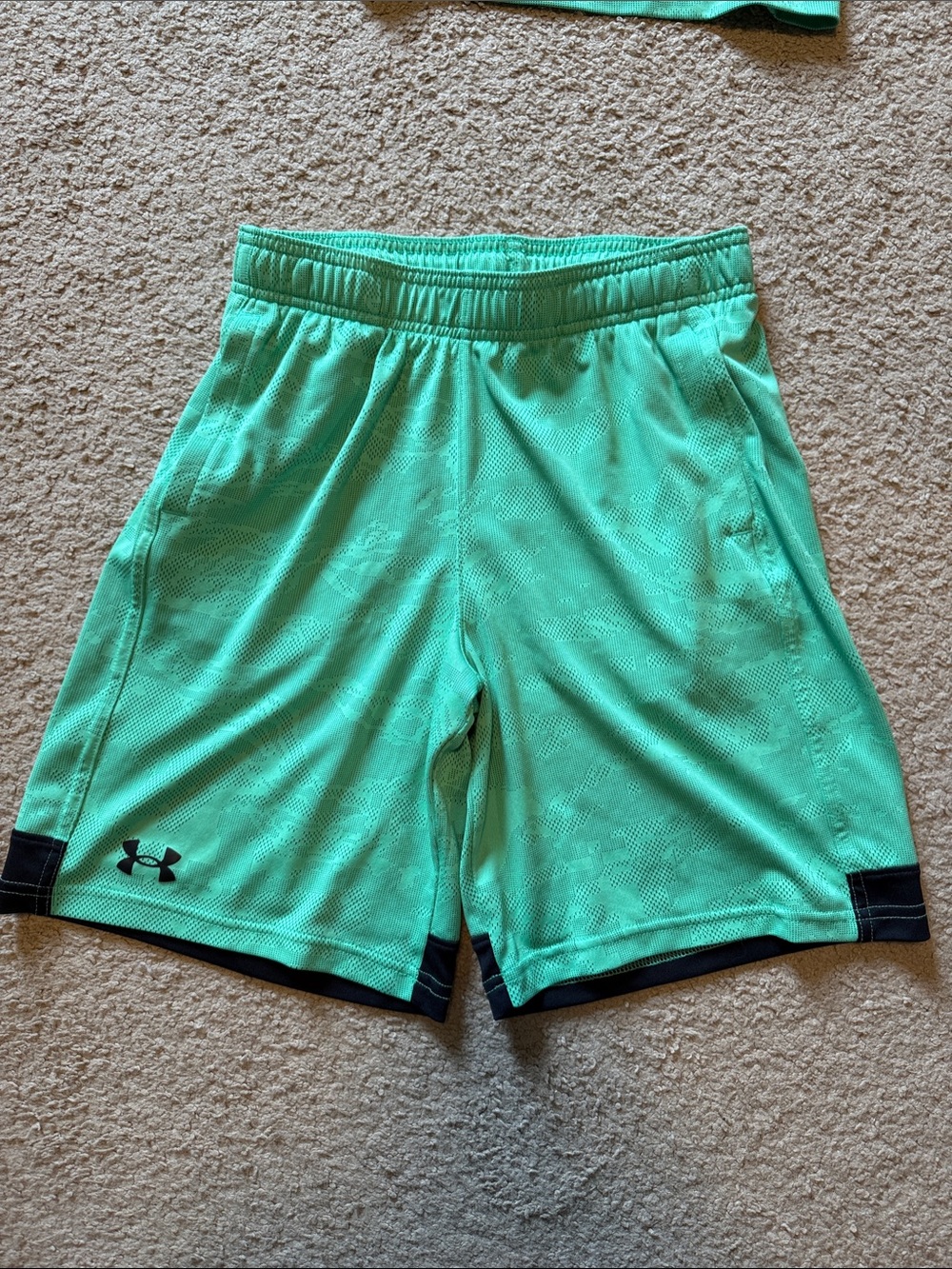 Under Armour Mint Green Athletic Mesh Shorts with Black Trim